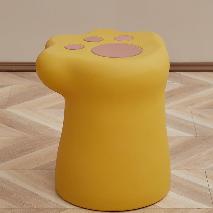Contemporary Nordic Cylindrical Cat Paw Shape PE Side Table Low Stool Chair For Living Room