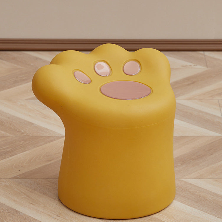Contemporary Nordic Cylindrical Cat Paw Shape PE Side Table Low Stool Chair For Living Room