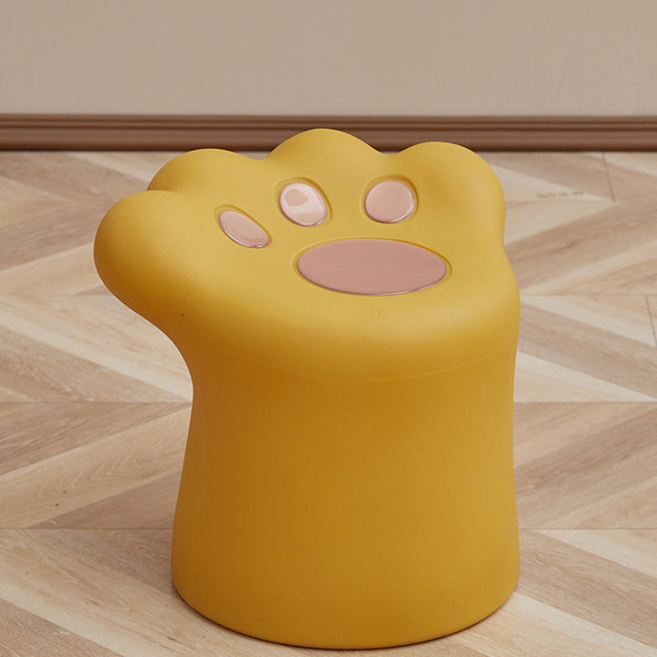 Contemporary Nordic Cylindrical Cat Paw Shape PE Side Table Low Stool Chair For Living Room
