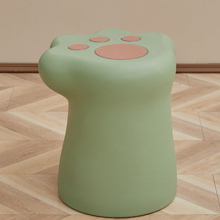 Contemporary Nordic Cylindrical Cat Paw Shape PE Side Table Low Stool Chair For Living Room