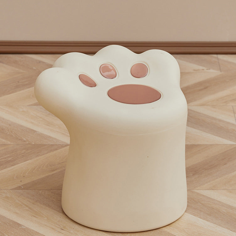 Contemporary Nordic Cylindrical Cat Paw Shape PE Side Table Low Stool Chair For Living Room
