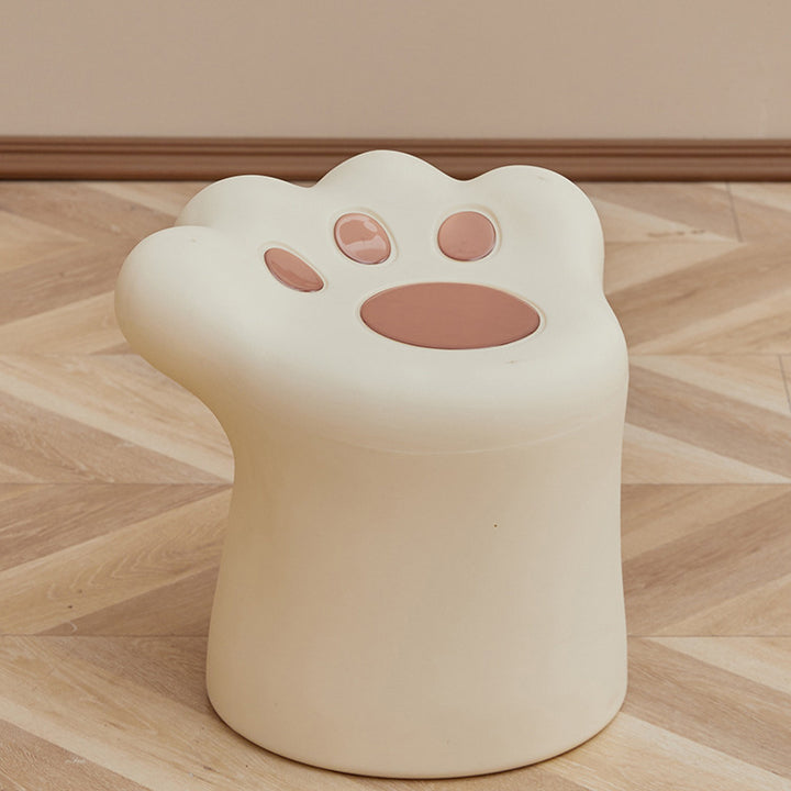 Contemporary Nordic Cylindrical Cat Paw Shape PE Side Table Low Stool Chair For Living Room