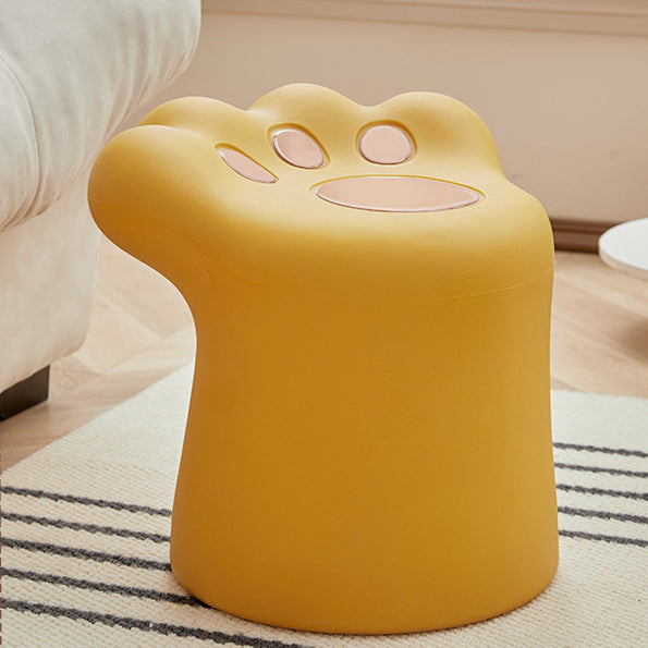Contemporary Nordic Cylindrical Cat Paw Shape PE Side Table Low Stool Chair For Living Room