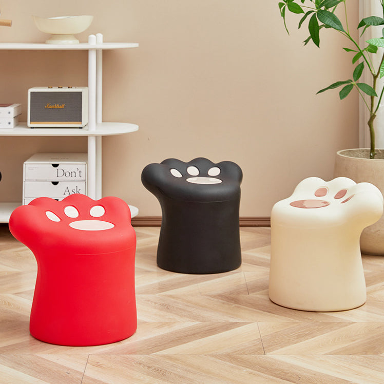 Contemporary Nordic Cylindrical Cat Paw Shape PE Side Table Low Stool Chair For Living Room