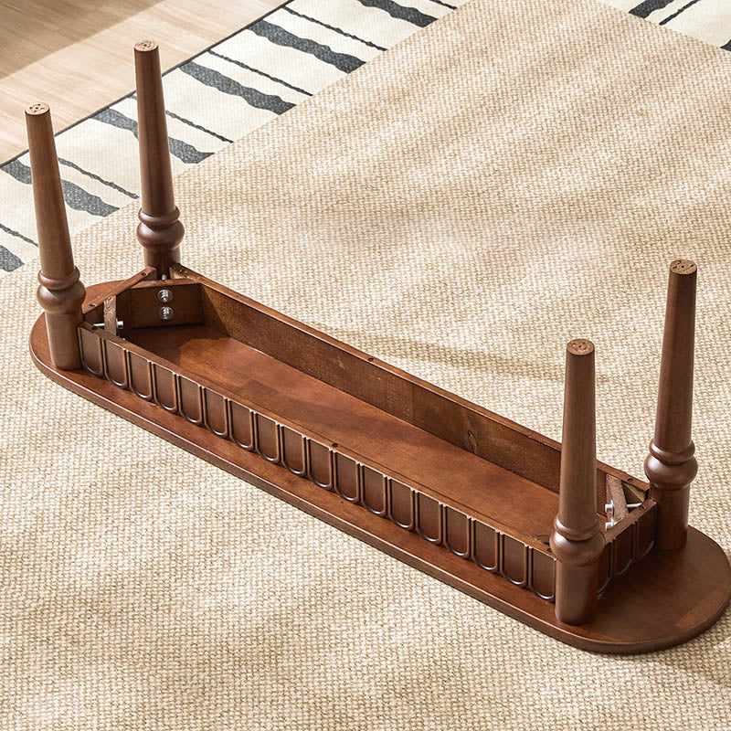 Traditional Vintage Oval Rubberwood Bench Backless Armless For Entryway
