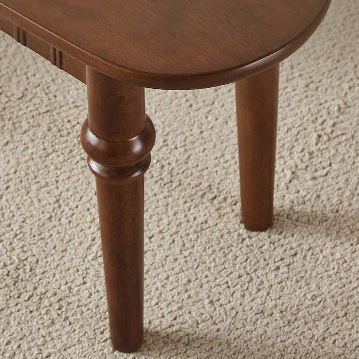 Traditional Vintage Oval Rubberwood Bench Backless Armless For Entryway