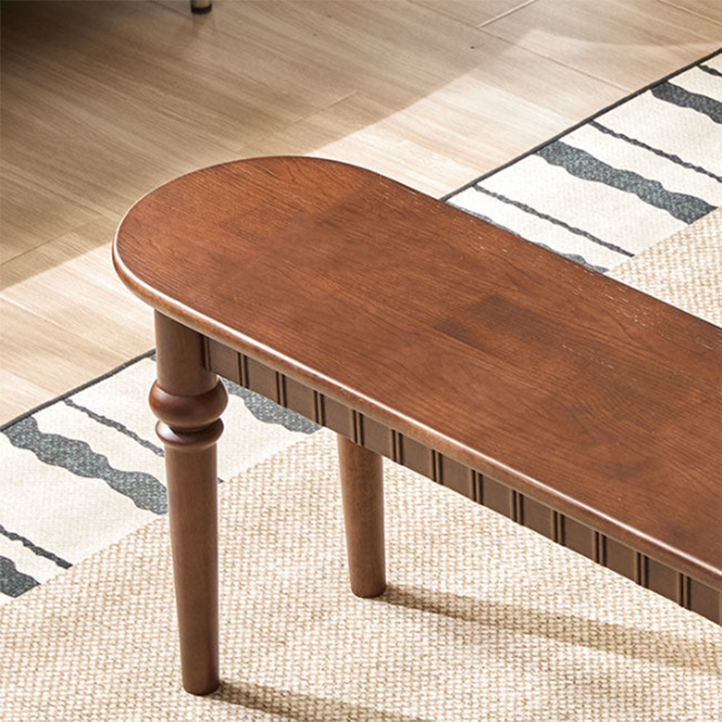 Traditional Vintage Oval Rubberwood Bench Backless Armless For Entryway