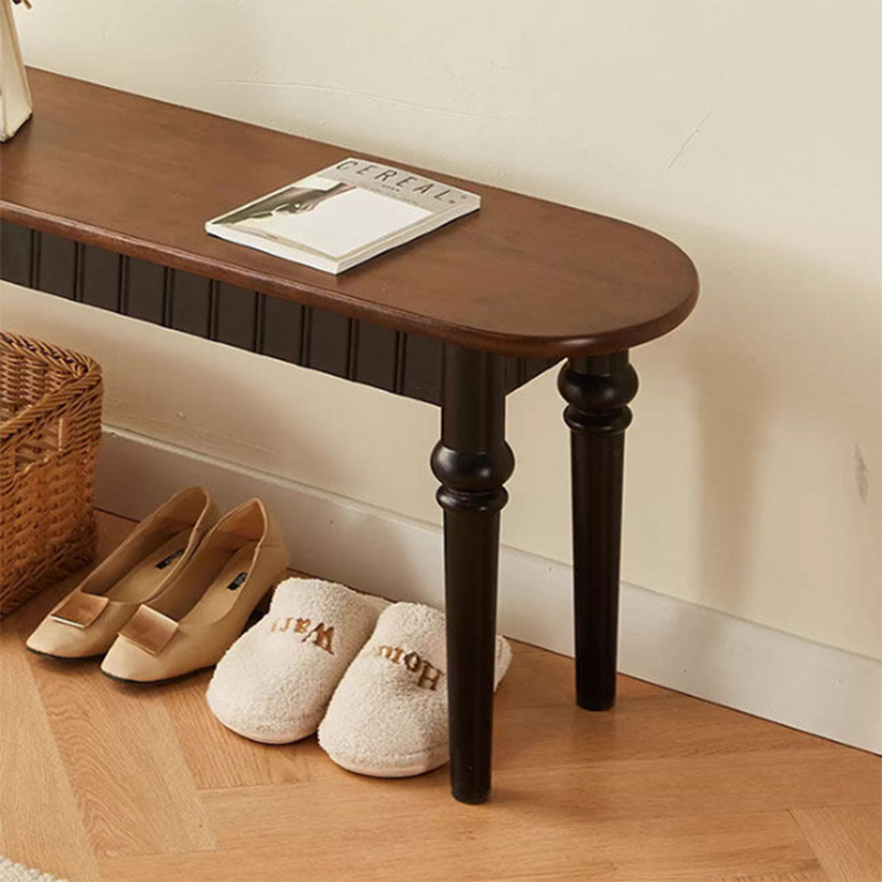 Traditional Vintage Oval Rubberwood Bench Backless Armless For Entryway