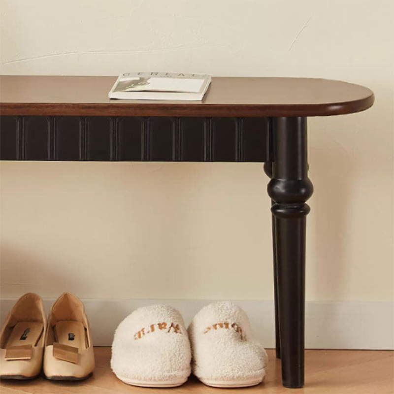 Traditional Vintage Oval Rubberwood Bench Backless Armless For Entryway