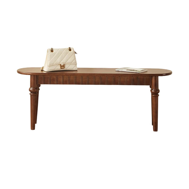 Traditional Vintage Oval Rubberwood Bench Backless Armless For Entryway