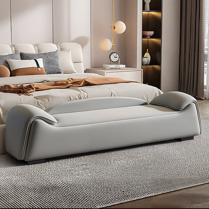 Modern Minimalist Rectangular Faux Leather Pine Wood Plywood Bench For Bedroom