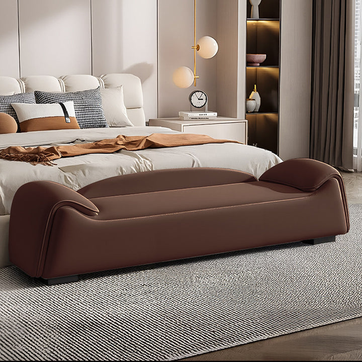 Modern Minimalist Rectangular Faux Leather Pine Wood Plywood Bench For Bedroom