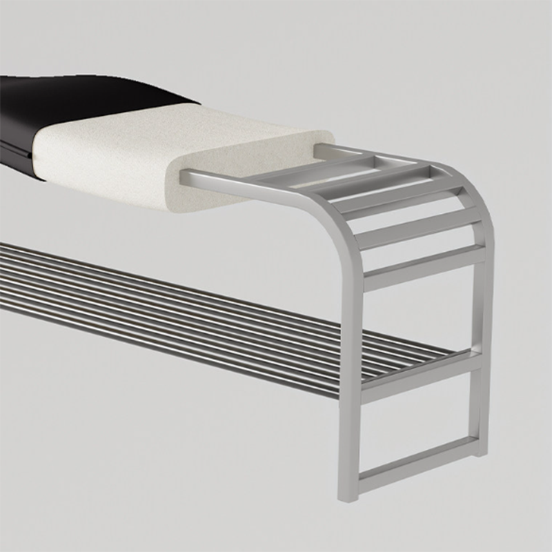 Modern Minimalist Wave PU Leather Carbon Steel Shoe Storage Bench Backless Armless For Entryway