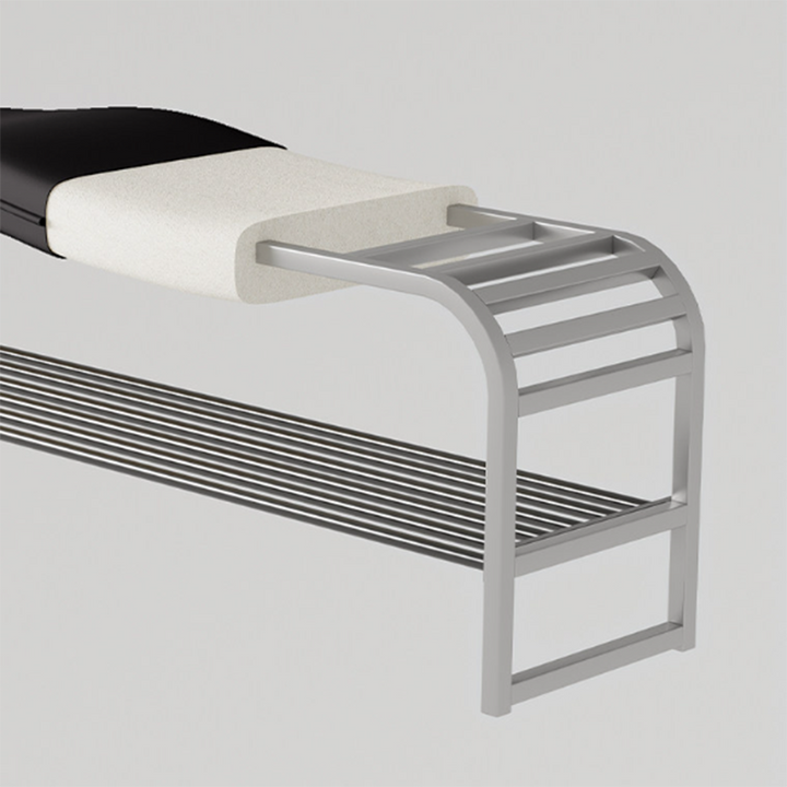 Modern Minimalist Wave PU Leather Carbon Steel Shoe Storage Bench Backless Armless For Entryway