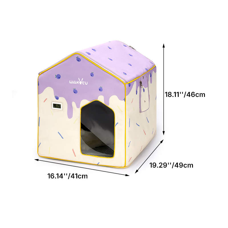 Contemporary Creative House Shape Oxford Fabric Aluminum Foil Insulation Plastic Foldable Cat Bed For Living Room