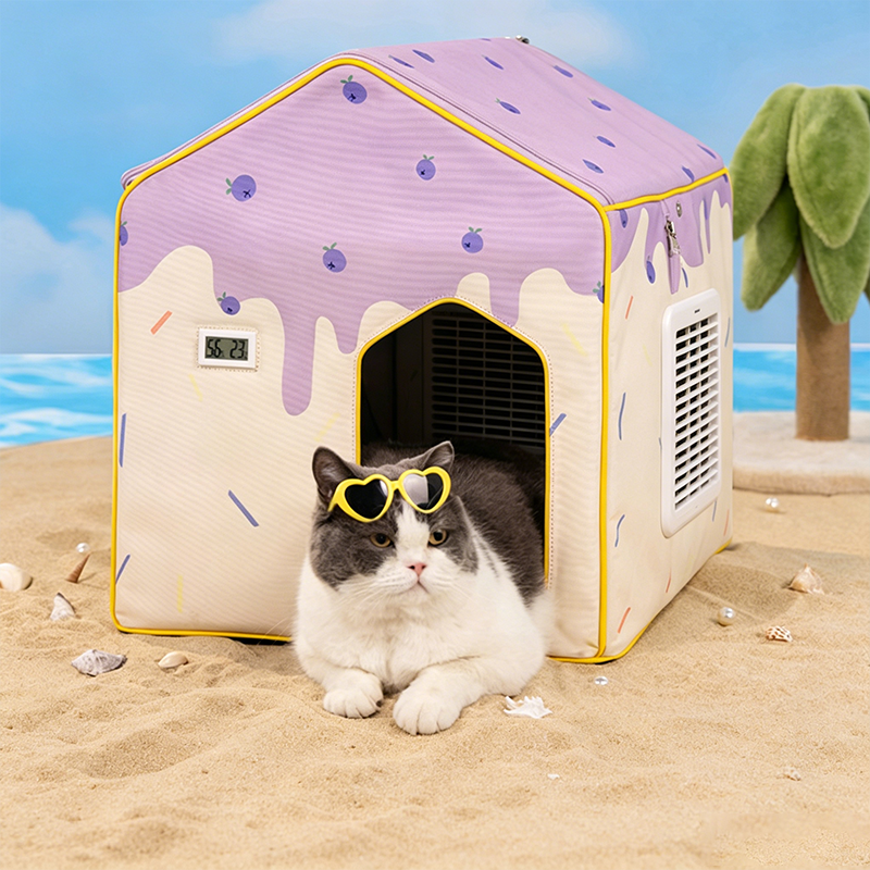 Contemporary Creative House Shape Oxford Fabric Aluminum Foil Insulation Plastic Foldable Cat Bed For Living Room