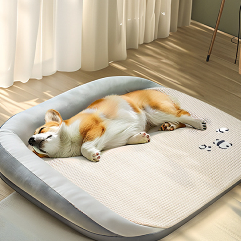 Contemporary Creative Rectangular Synthetic Fabric Cooling Fabric Dog Bed Pet Bed For Living Room