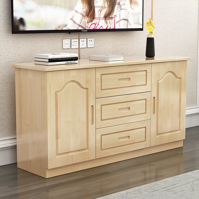 Traditional French Rectangular Pine Wood Plywood TV Stand 3-Drawer For Living Room