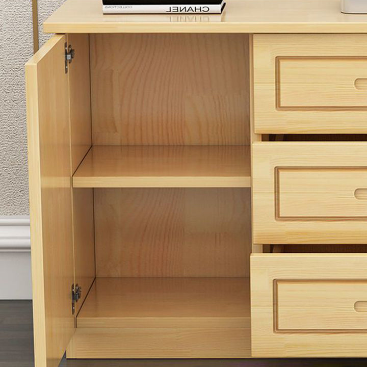 Traditional French Rectangular Pine Wood Plywood TV Stand 3-Drawer For Living Room