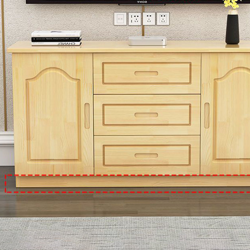 Traditional French Rectangular Pine Wood Plywood TV Stand 3-Drawer For Living Room