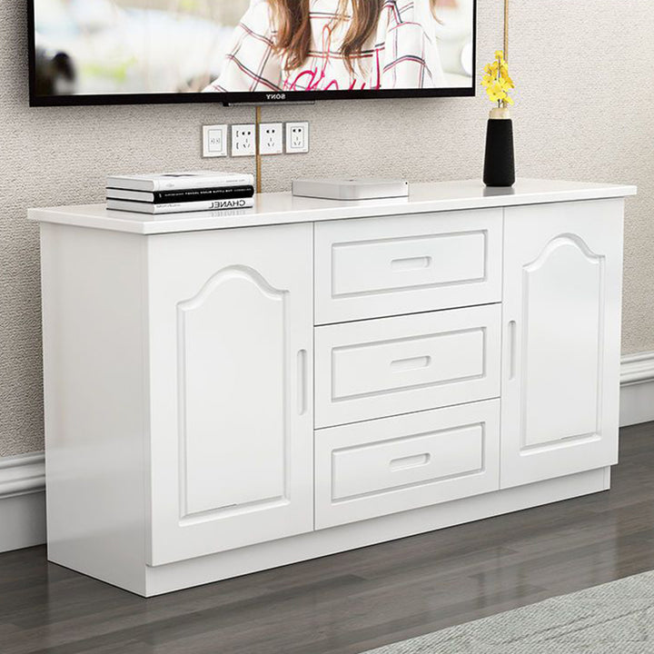 Traditional French Rectangular Pine Wood Plywood TV Stand 3-Drawer For Living Room