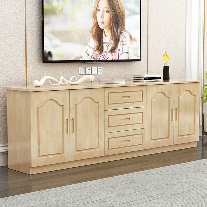Traditional French Rectangular Pine Wood Plywood TV Stand 3-Drawer For Living Room