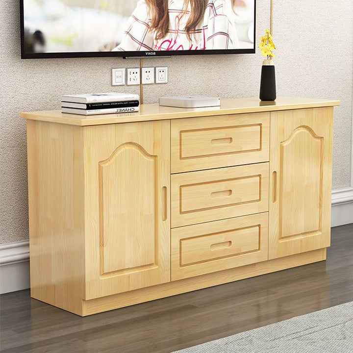 Traditional French Rectangular Pine Wood Plywood TV Stand 3-Drawer For Living Room