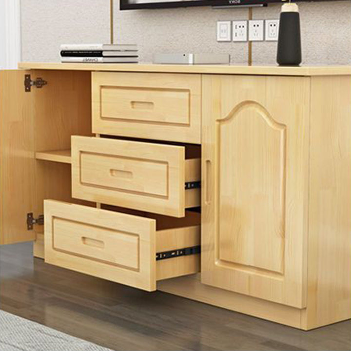 Traditional French Rectangular Pine Wood Plywood TV Stand 3-Drawer For Living Room