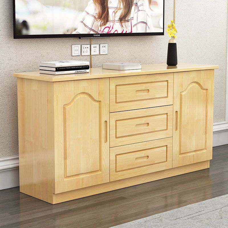 Traditional French Rectangular Pine Wood Plywood TV Stand 3-Drawer For Living Room
