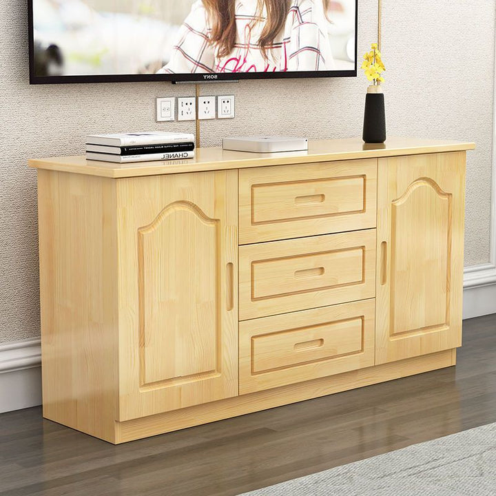 Traditional French Rectangular Pine Wood Plywood TV Stand 3-Drawer For Living Room