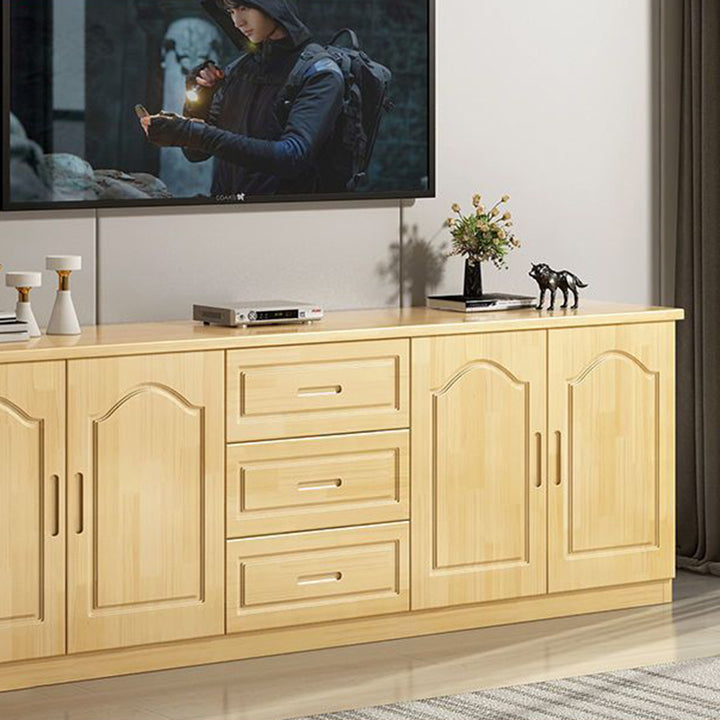 Traditional French Rectangular Pine Wood Plywood TV Stand 3-Drawer For Living Room