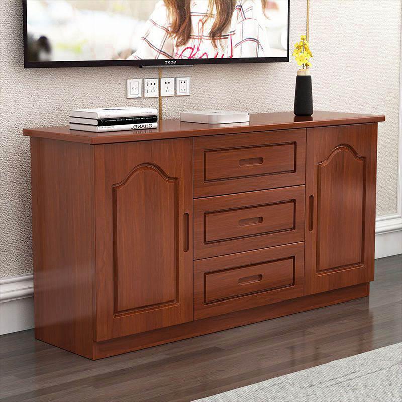 Traditional French Rectangular Pine Wood Plywood TV Stand 3-Drawer For Living Room