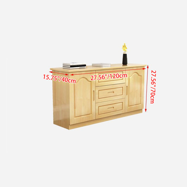 Traditional French Rectangular Pine Wood Plywood TV Stand 3-Drawer For Living Room