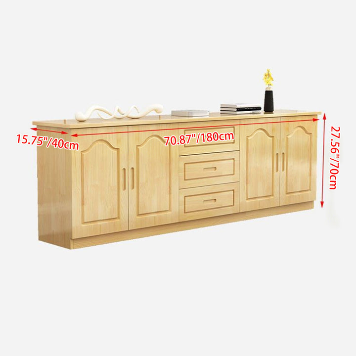 Traditional French Rectangular Pine Wood Plywood TV Stand 3-Drawer For Living Room