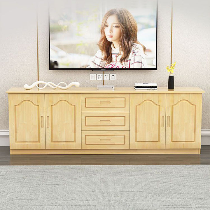 Traditional French Rectangular Pine Wood Plywood TV Stand 3-Drawer For Living Room