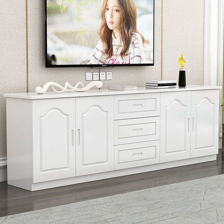 Traditional French Rectangular Pine Wood Plywood TV Stand 3-Drawer For Living Room