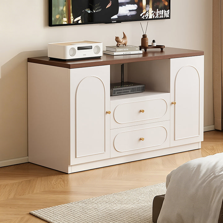 Traditional French Rectangular Eco-Board MDF TV Stand 2-Drawer For Living Room