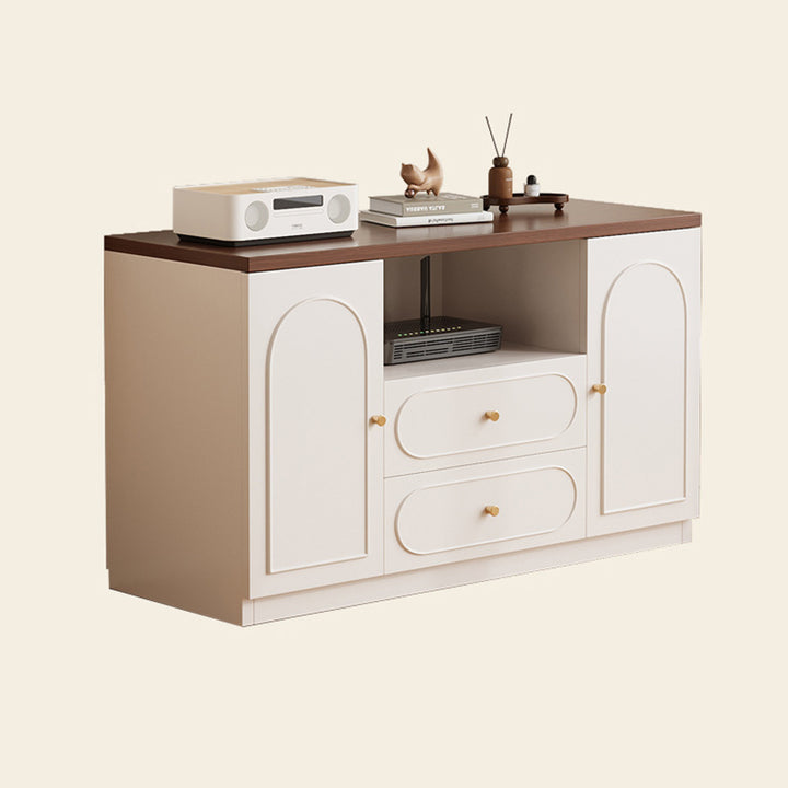Traditional French Rectangular Eco-Board MDF TV Stand 2-Drawer For Living Room
