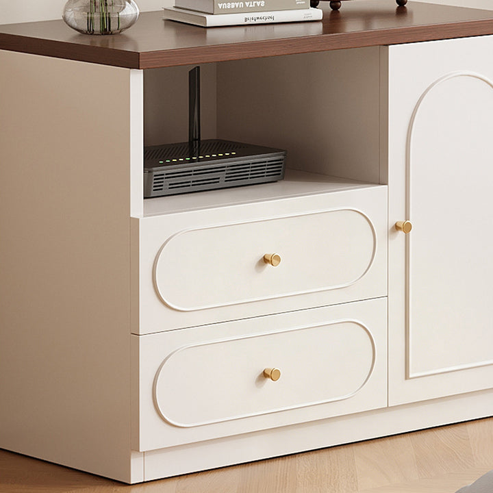 Traditional French Rectangular Eco-Board MDF TV Stand 2-Drawer For Living Room