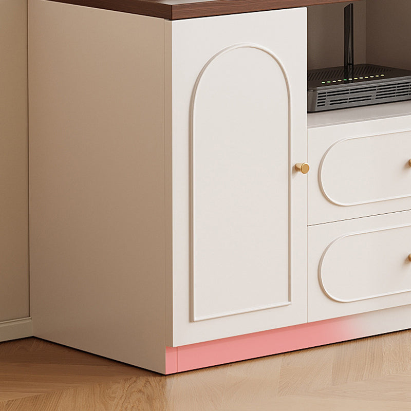 Traditional French Rectangular Eco-Board MDF TV Stand 2-Drawer For Living Room