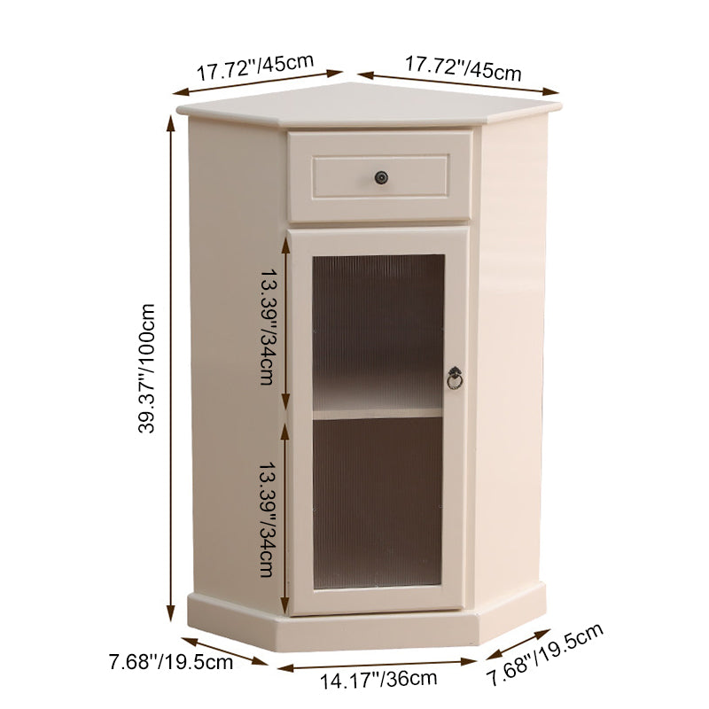 Traditional Chinese Rectangular Paulownia Wood Corner Storage Cabinet 1-Drawer For Living Room