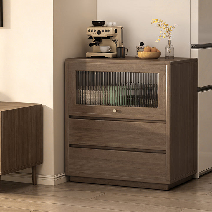 Traditional Japanese Rectangular MDF Acrylic Storage Cabinet 2-Drawer For Living Room