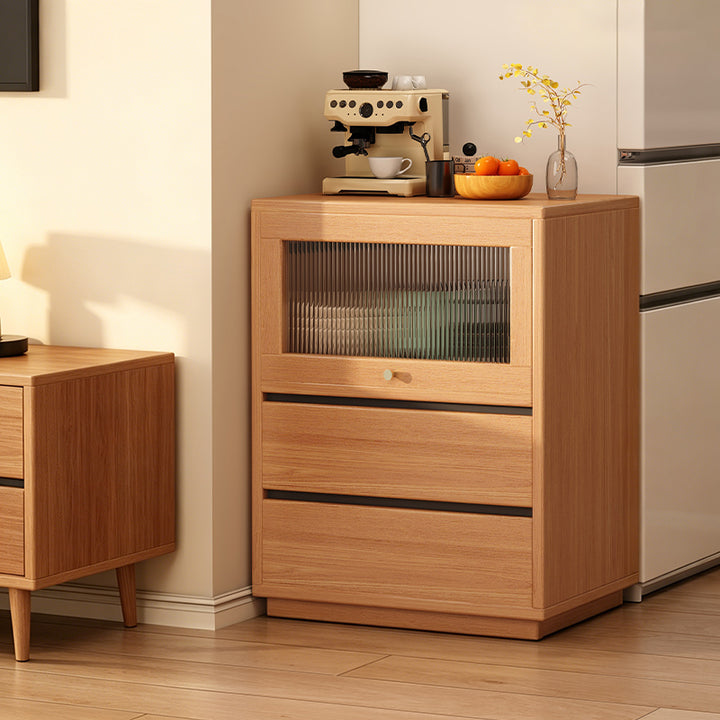 Traditional Japanese Rectangular MDF Acrylic Storage Cabinet 2-Drawer For Living Room