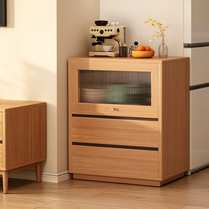 Traditional Japanese Rectangular MDF Acrylic Storage Cabinet 2-Drawer For Living Room
