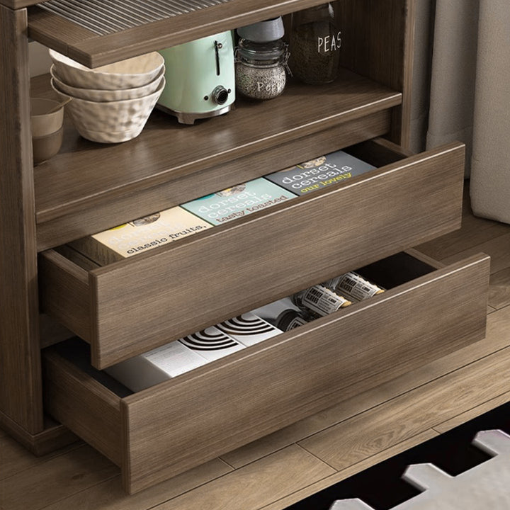 Traditional Japanese Rectangular MDF Acrylic Storage Cabinet 2-Drawer For Living Room