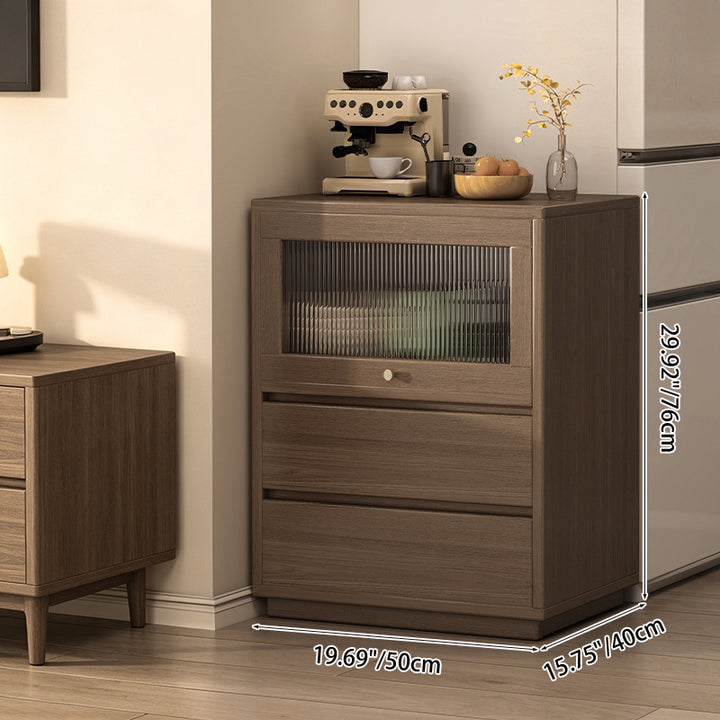 Traditional Japanese Rectangular MDF Acrylic Storage Cabinet 2-Drawer For Living Room