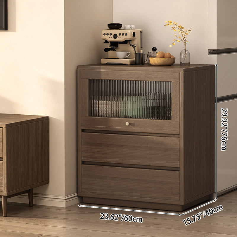 Traditional Japanese Rectangular MDF Acrylic Storage Cabinet 2-Drawer For Living Room