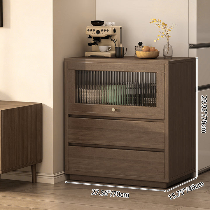 Traditional Japanese Rectangular MDF Acrylic Storage Cabinet 2-Drawer For Living Room