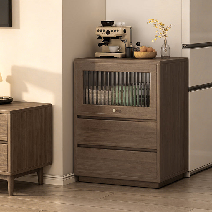 Traditional Japanese Rectangular MDF Acrylic Storage Cabinet 2-Drawer For Living Room