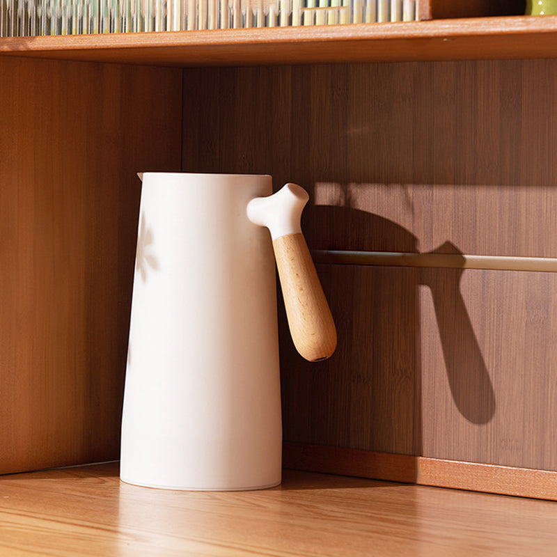 Traditional Japanese Curved Bamboo MDF Glass Countertop Storage Cabinet 1/2-Tier For Kitchen